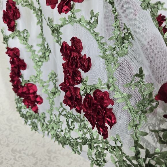 American Princess Dress Cardigan Set sz 7 White Red Green Holiday Ribbon Accents - Picture 4 of 15